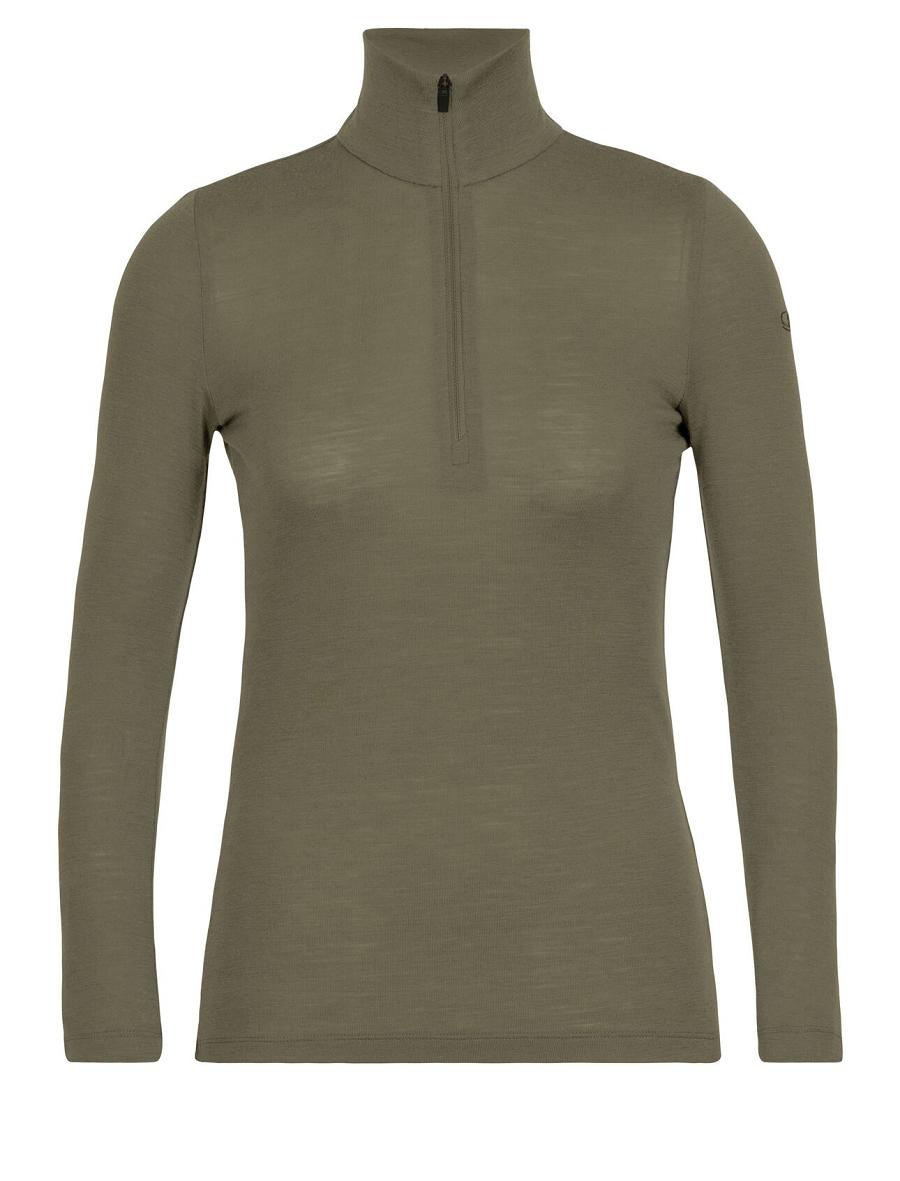 Loden Women's Icebreaker Merino 175 Everyday Long Sleeve Half Zip Thermal Top Base Layers | USA 1862DFMN